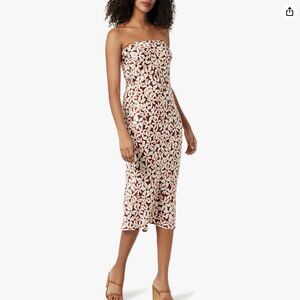 NWT The Drop Women's Danica Strapless Midi Dress, Chocolate Daisy Print, XS